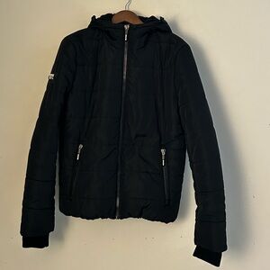 Superdry Women’s Black Hooded Puffer Jacket Size S